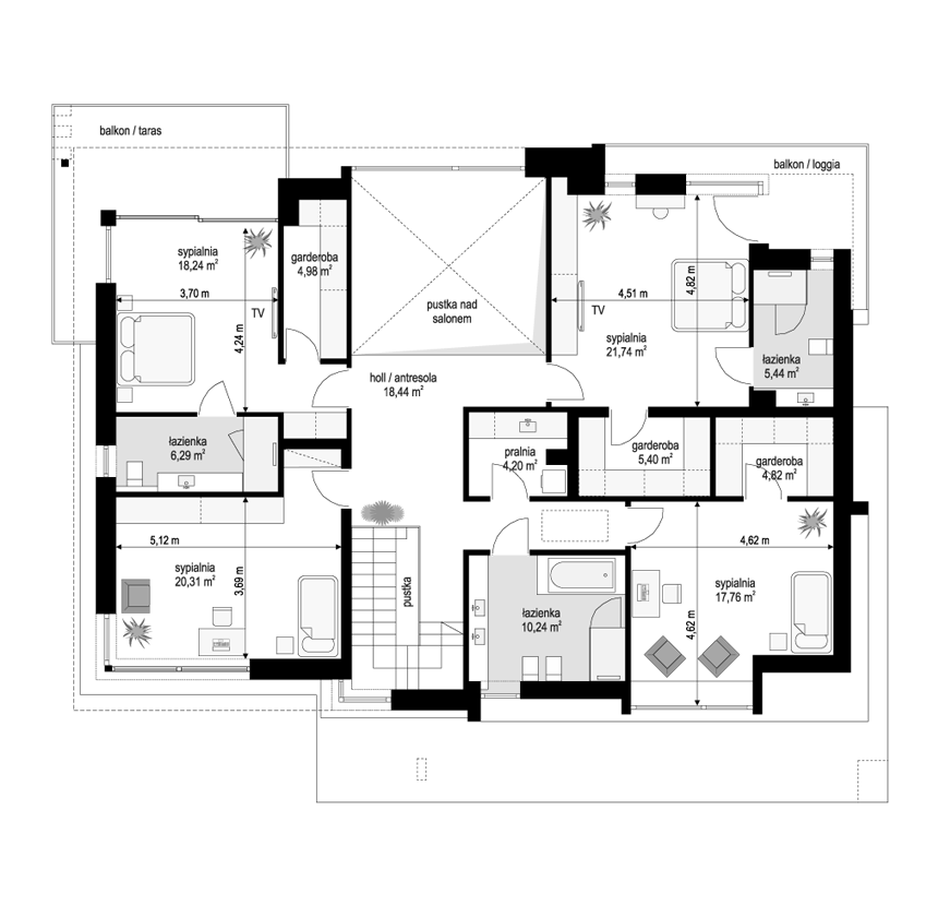 Projekt domu Willa floryda 7 - rzut pietra